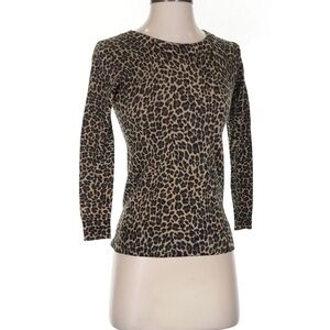 J. Crew Leopard Print Long Sleeve Top in Tan and Black